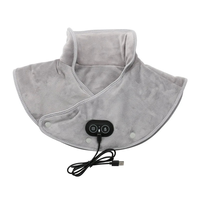 "Aura Thermo Neck & Shoulder Massager - Model wearing with power bank"

