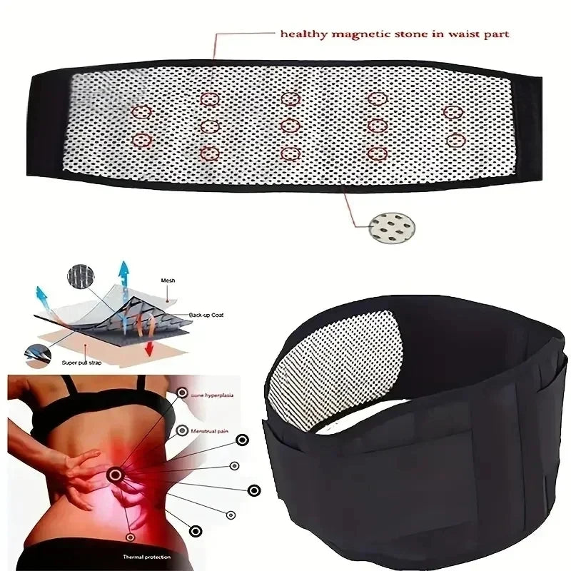 ThermoFlex Magnetic Waist Belt Anatomy Healthy Magnetic Stone Placement Mesh Back-up Coat Super Pull Strap 3-Layer Structure Lumbar Pain Relief Diagram