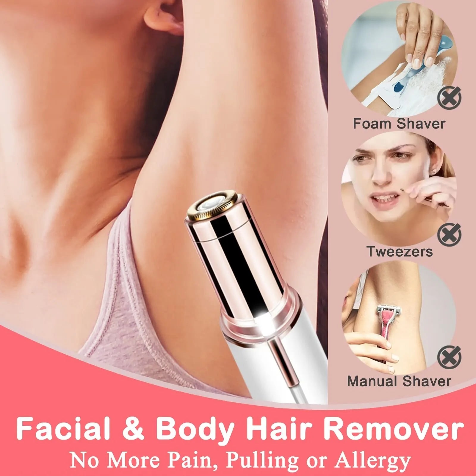SilkTouch Pro Painless Electric Hair Remover Multi-Function Rotating Blade Head Face Armpit Legs Hands Usage Areas